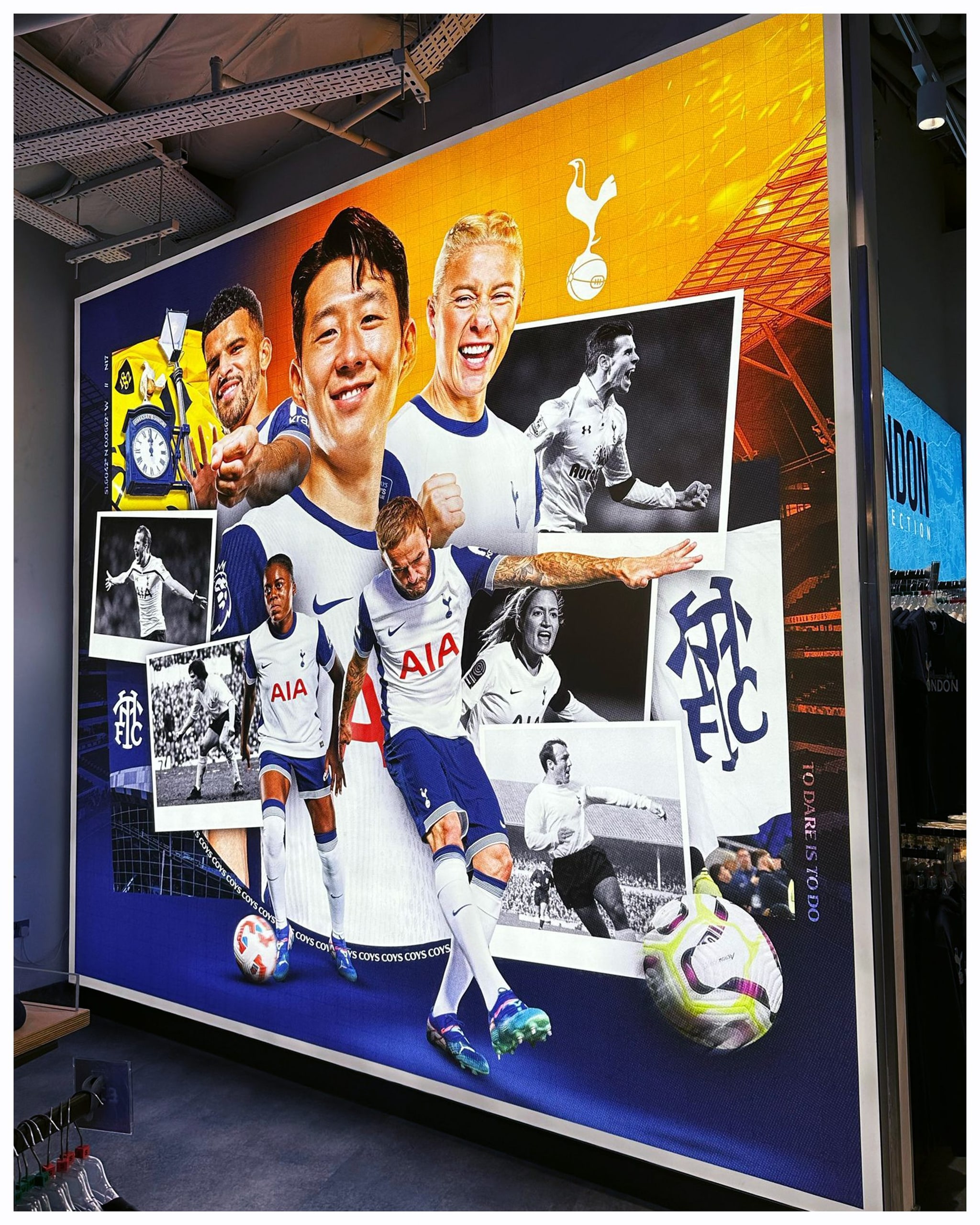 The mural lightbox installed in the Spurs Stadium shop, at an angle
